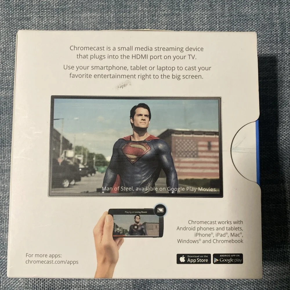 New Google H2G2-42 Chromecast 1st Gen HDMI Streamer Black Disney Amazon Netflix